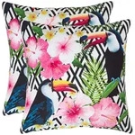 Homescapes Outdoor-Kissen, Mehrfarbig, Textil, Floral, Quadratisch, 45x45 cm,