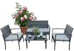 Relaxdays Gartenm&ouml;belset, Grau, Kunststoff, Metall, Glas, Loungem&ouml;bel,