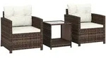 Outsunny Bistroset, Braun, Metall, 3-teilig, 2-Sitzer, F&uuml;llung: