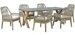 Beliani Gartenm&ouml;bel, Grau, Beige, Hellbraun, Stein, 6-Sitzer, Loungem&ouml;bel,