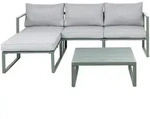 Beliani Garten-Ecksofa, Hellgrau, Gr&uuml;n, Grau, Metall, L-Form, Loungem&ouml;bel,