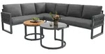 Okwish Gartenlounge-Set, Grau, Metall, Loungem&ouml;bel, Gartenlounge-Sets