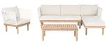 Beliani Lounge-Set, Creme, Braun, Wei&szlig;, Holz, L-Form, Loungem&ouml;bel,