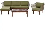 Beliani Lounge-Set, Braun, Gr&uuml;n, Holz, L-Form, Loungem&ouml;bel, Gartenlounge-Sets