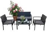Relaxdays Gartenm&ouml;belset, Schwarz, Kunststoff, Metall, Glas, Loungem&ouml;bel,