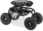Relaxdays Gartenhocker, Schwarz, Metall, Kunststoff, 42x56x77 cm, Gartenzubeh&ouml;r,