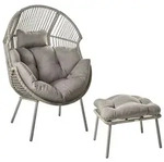 Beliani Gartenstuhl, Grau, Kunststoff, 89x130x93 cm, Loungem&ouml;bel, Loungesessel
