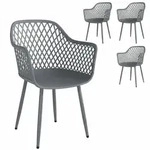 Outsunny Gartenst&uuml;hle, Dunkelgrau, Metall, 4-Sitzer, 51x84x56 cm, Gartenm&ouml;bel,