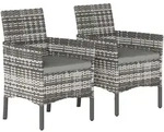 Outsunny Rattanst&uuml;hle, Grau, Metall, 2-teilig, 2-Sitzer, F&uuml;llung: