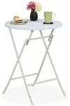 Relaxdays Gartentisch, Wei&szlig;, Kunststoff, Metall, 60x75x60 cm, Gartenm&ouml;bel,