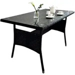 Relaxdays Gartentisch, Schwarz, Kunststoff, Metall, Glas, 100x70x60 cm,...