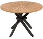 Beliani Gartentisch, Hellbraun, Schwarz, Holz, rund, 110x75x110 cm, Gartenm&ouml;bel,
