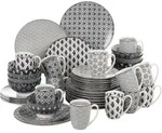 Geschirrservice, Grau, Keramik, 27x2.5x27 cm, Essen & Trinken, Geschirr,