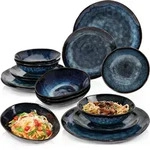 S&auml;nger Tafelservice, Dunkelblau, Stein, 16-teilig, Rund, 35.5x35.5x35.5 cm,