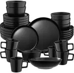tectake Kombiservice, Schwarz, Keramik, 26x2.3x26 cm, Essen & Trinken, Geschirr,