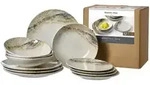 Ritzenhoff Breker Tafelservice Arezzo, Braun, Wei&szlig;, Beige, Keramik, 12-teilig,