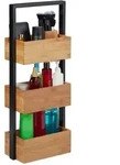 Relaxdays Badregal, Hellbraun, Holz, Metall, 28.5x67x15 cm, Badezimmer,