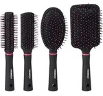 Relaxdays Haarb&uuml;rste, Schwarz, Pink, Kunststoff, 9x24.5x4 cm, Freizeit, Wellness,