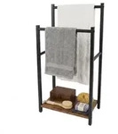 Relaxdays Handtuchst&auml;nder, Schwarz, Braun, Metall, Holzwerkstoff, 42x80x24 cm,