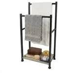 Relaxdays Handtuchst&auml;nder, Schwarz, Hellbraun, Metall, Holzwerkstoff, 42x80x24...