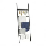 Relaxdays Handtuchleiter, Schwarz, Metall, Holzwerkstoff, 60x177x15 cm, Ordnen &