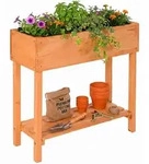 Relaxdays Hochbeet, Orange, Holz, Textil, 80x80x30 cm, Gartenzubeh&ouml;r, Hochbeete