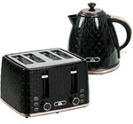 Homcom Kocher-Toaster-Set, Schwarz, Kunststoff, 19.5x23.4x24.2 cm, K&uuml;chenger&auml;te,
