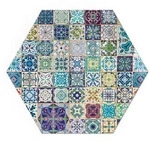 Tulup Glasplatte, Blau, Glas, Sechseckig, 40x40x0.4 cm, Kleinm&ouml;bel, Kamine &