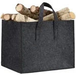 Relaxdays Kaminholzkorb, Anthrazit, Textil, 43x34.5x36.5 cm, Kleinm&ouml;bel, Kamine &
