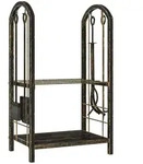 Outsunny Kaminholzregal, Dunkelbraun, Metall, 30x74x43 cm, Kleinm&ouml;bel, Kamine &