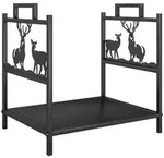 Outsunny Kaminholzregal, Schwarz, Metall, 33.5x43x42.5 cm, Kleinm&ouml;bel, Kamine &