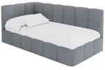 Altdecor Einzelbett, Grau, Textil, Ottomane rechts,L-Form, 100x200 cm,...