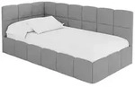 Altdecor Einzelbett, Anthrazit, Textil, Ottomane rechts,L-Form, 90x200 cm,