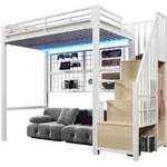 Stilvora Hochbett, Wei&szlig;, Metall, 90x200 cm, Kinderzimmer & Jugendzimmer,