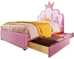 Stilvora Kinderbett, Rosa, Textil, 2 Schubladen, 90x200 cm, Kinderzimmer &