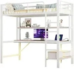 Okwish Hochbett, Wei&szlig;, Metall, 90x200 cm, Kinderzimmer & Jugendzimmer,...