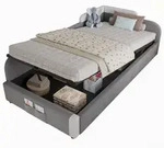 Stilvora Kinderbett, Grau, Textil, 90x200 cm, Kinderzimmer & Jugendzimmer,