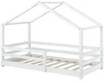 [en.casa] Hausbett, Wei&szlig;, Holz, Kiefer, 70x140 cm, Kinderzimmer & Jugendzimmer,