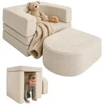 Relaxdays Kindersessel, Beige, Kunststoff, Textil, 65x40x65 cm, Kinderzimmer &