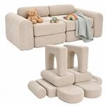 Relaxdays Kindersofa, Beige, Kunststoff, Textil, 108x32x50 cm, Kinderzimmer &
