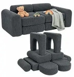 Relaxdays Kindersofa, Anthrazit, Kunststoff, Textil, 108x32x50 cm, Kinderzimmer...