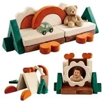 Relaxdays Kinderspielsofa, Mehrfarbig, Kunststoff, Textil, 194x66.5x66 cm,