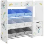 [en.casa] Kinderregal, Wei&szlig;, Grau, Blau, Holzwerkstoff, Tiere, 90x80x29.5 cm,