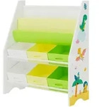 [en.casa] Kinderregal, Wei&szlig;, Gr&uuml;n, Gelb, Holzwerkstoff, Textil, Tiere,...