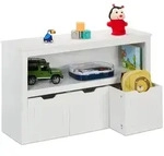 Relaxdays Kinderregal, Wei&szlig;, Holzwerkstoff, 102x60x30 cm, Kinderzimmer &