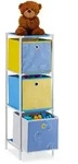Relaxdays Kinderregal, Mehrfarbig, Textil, Metall, Kunststoff, 27.5x89x30 cm,