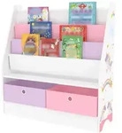 [en.casa] Kinderregal, Wei&szlig;, Rosa, Lila, Holzwerkstoff, Textil, M&auml;rchen/...