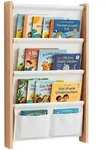 Relaxdays B&uuml;cherregal, Mehrfarbig, Holzwerkstoff, Textil, Metall, 44.5x80x6 cm,