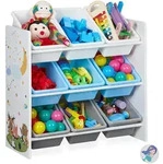 Relaxdays Kinderregal, Mehrfarbig, Holzwerkstoff, Kunststoff, Metall, 65x67x31.5 cm,