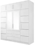 Mirjan24 Kleiderschrank, Wei&szlig;, Holzwerkstoff, 3 Schubladen, 196x245x58 cm,